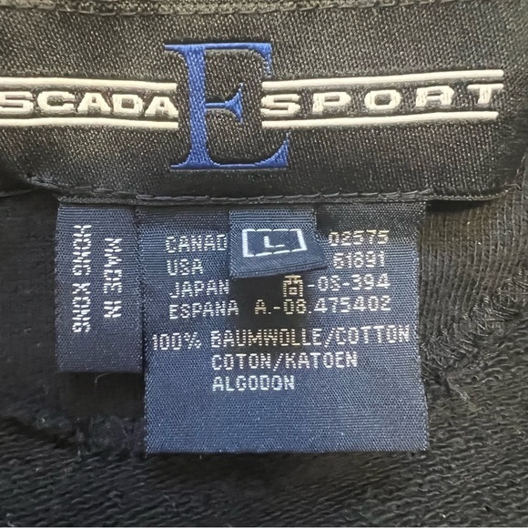 Escada Sport Vintage Bicolor Big Logo 1/4 Zip Hoodie Sweatshirt Activewear L - Picture 7 of 17